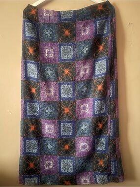 Clio Vtg witchy whimsygoth Halloween Patchwork Print midi long Skirt vibrant 90s